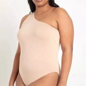 New! Eloquii tan One‎ Shoulder Bodysuit, women's plus size 18/20